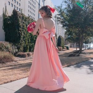 Pink Satin Bow Back Maxi Dress